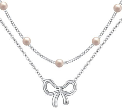 Simple Pearl Double Layer Choker Fashion Gold Color Necklaces Chain