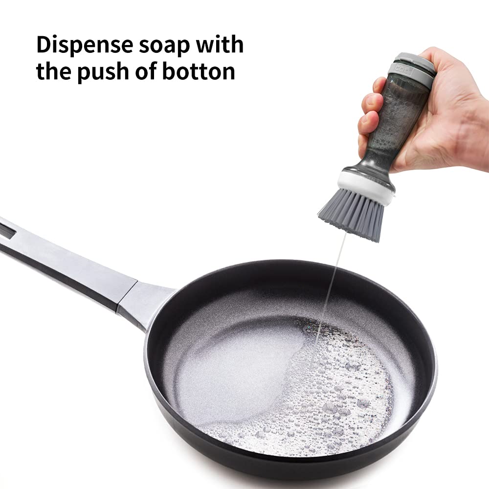 Pot Brush Dish Brush With Soap Dispenser Brush 2 Refills