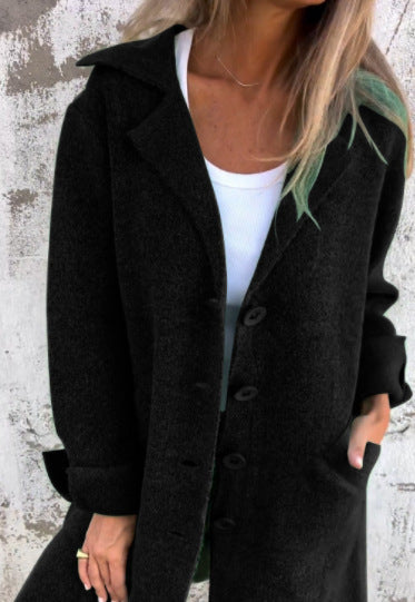 Lapel Single Breasted Cardigan With Pockets Fashion