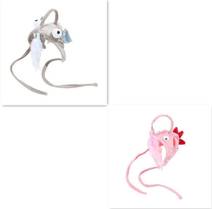 New Head Wearing Feather Funny Cat Stick