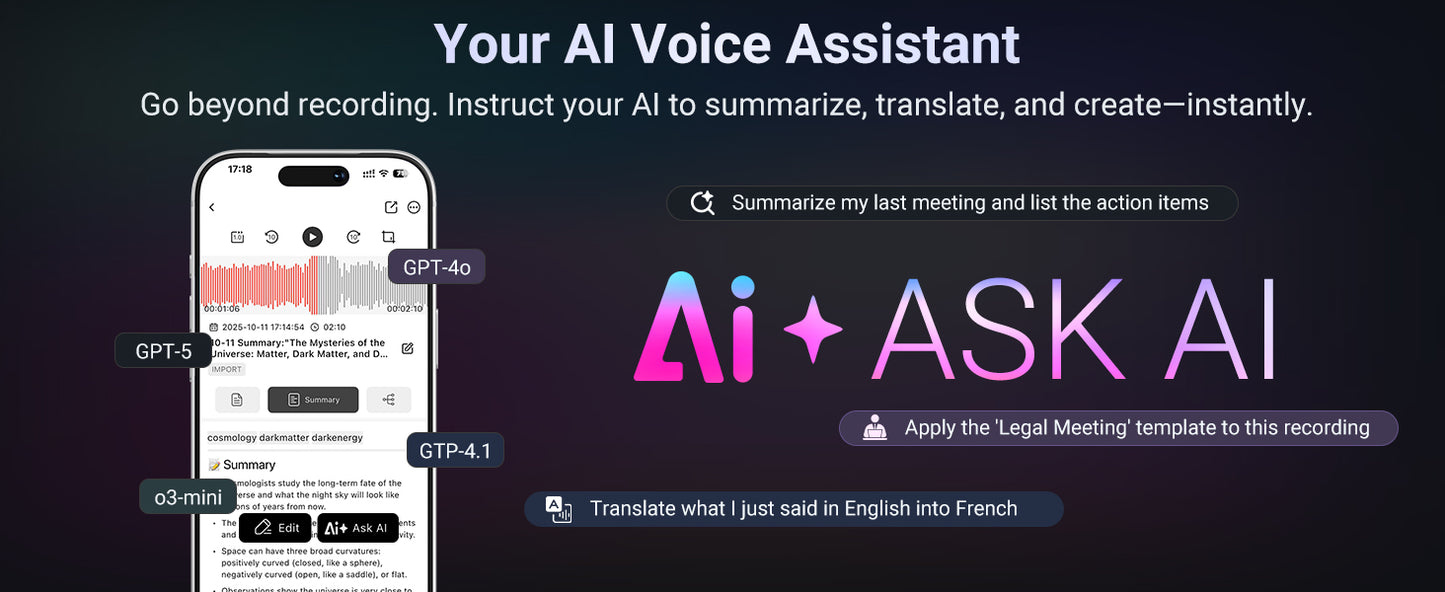 MECHEN 64GB  AI Voice Recorder, AI Notetaking Device