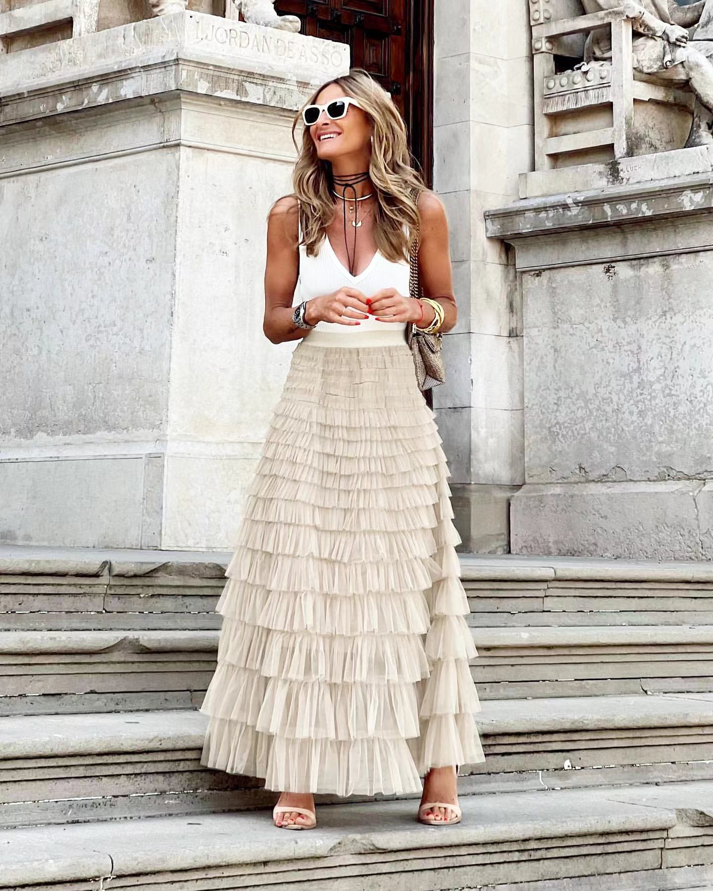Layered Ruffles Cake Skirt Summer Fashion A Line Swing