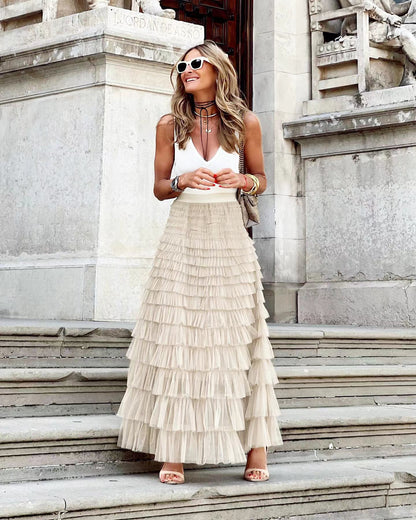 Layered Ruffles Cake Skirt Summer Fashion A Line Swing