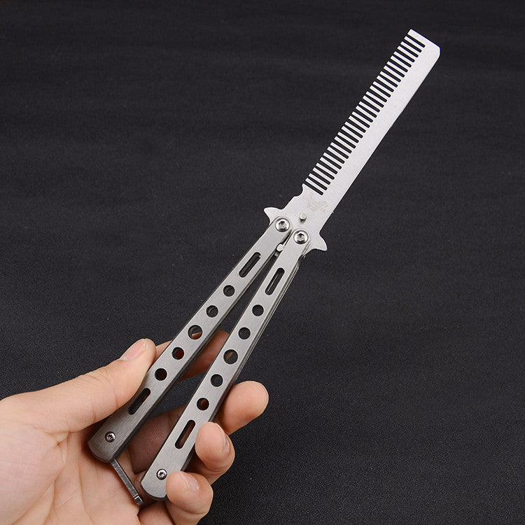 Outdoor Foldable Comb Stainless Steel Practice Training Butterfly Knife Comb