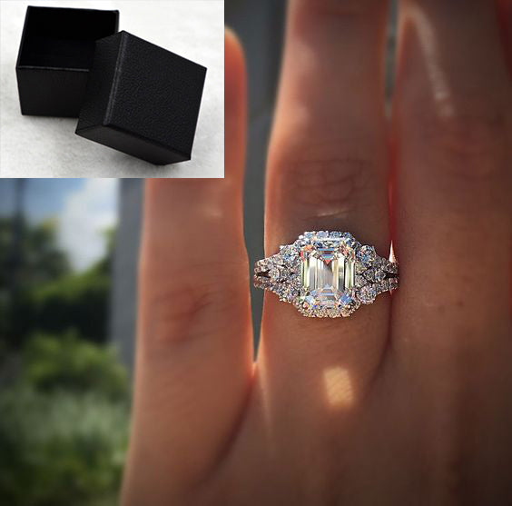 Wish Hot New Princess Square Simulation Diamond Ring