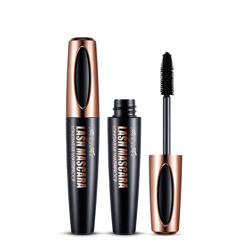 The mascara is thick, long, curled, waterproof and sweat-proof