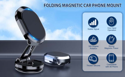 Aluminum Alloy Folding Magnetic Car Phone Holder 360° Rotation