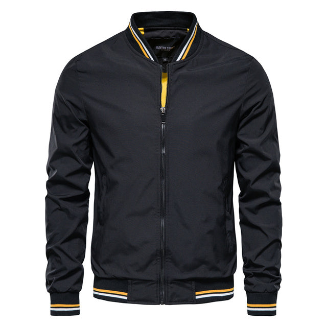 Men's Striped Zip-up Jacket With Pockets Fashion Casual