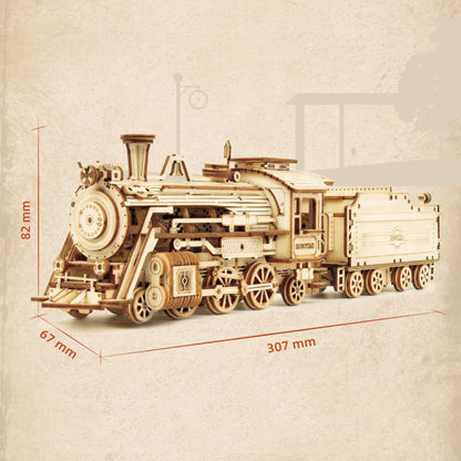3D Wooden Puzzle Train Model DIY Wooden Train Toy Mechanical Train