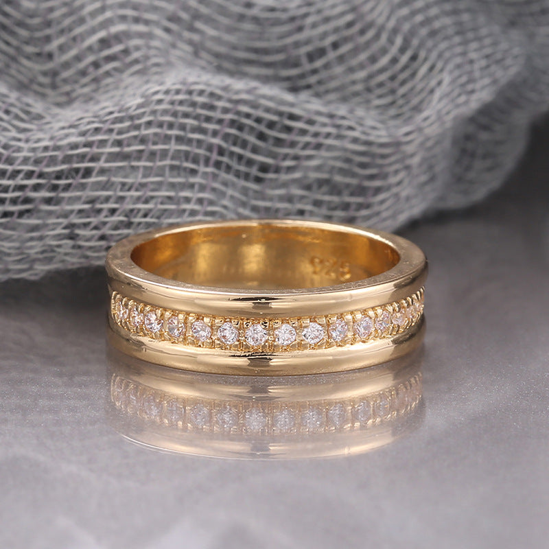Simple Golden Sliver Rhinestones Ring Fashion