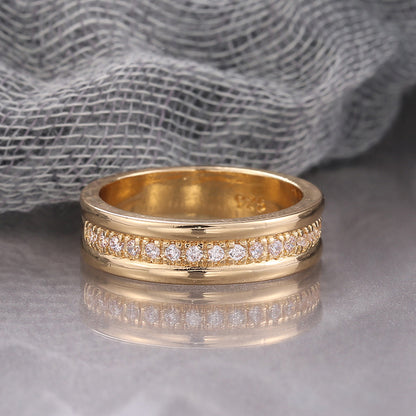 Simple Golden Sliver Rhinestones Ring Fashion