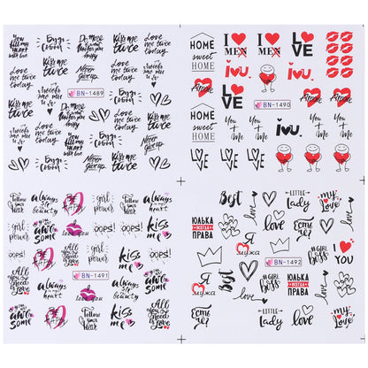 Hot Sale Love Lip Print Letter Nail Sticker