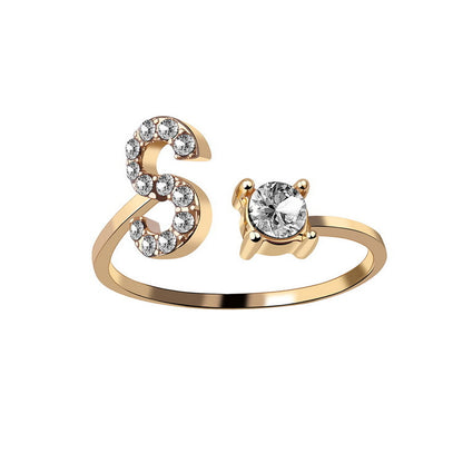 Adjustable 26 Initial Letter Ring Fashion Jewelry Simple Elegant