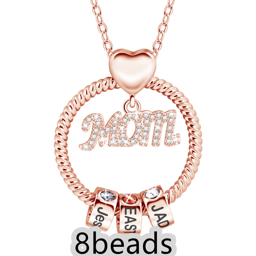 Mother's Day Gift Personalized Circle Pendant with Custom Beads Birthstone Pendant