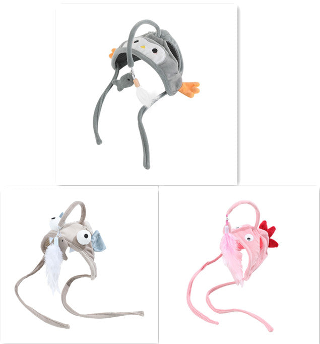 New Head Wearing Feather Funny Cat Stick