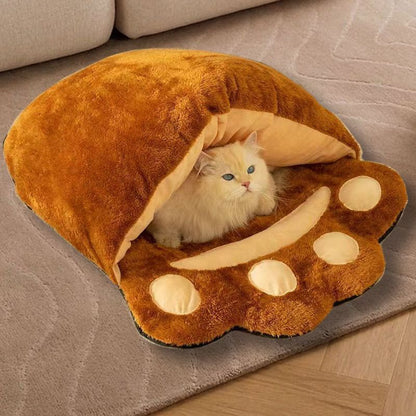 Winter Warm Cute Bear Paw Cat Bed Thickened House