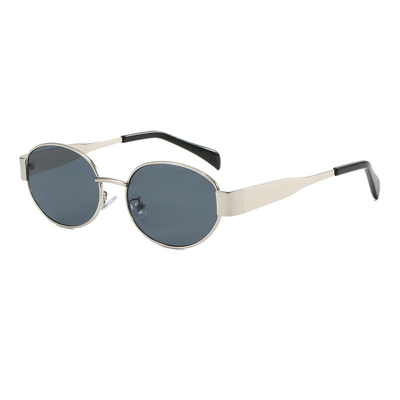 Women's Metal Retro Oval Sunglasses