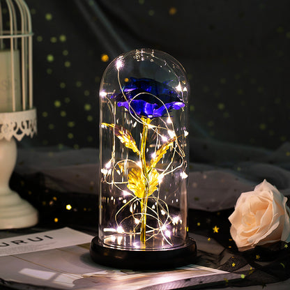 Enchanted Forever Rose Flower in Glass LED Light Christmas Decoration