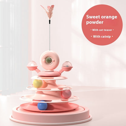 4 Levels Cat Toy Tower Turntable Roller Balls Toys Interactive