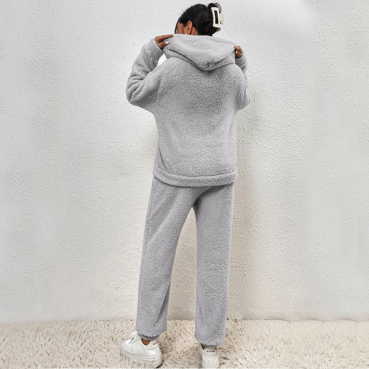 Winter Plush Pajama Set Fashion Casual Hooded Top