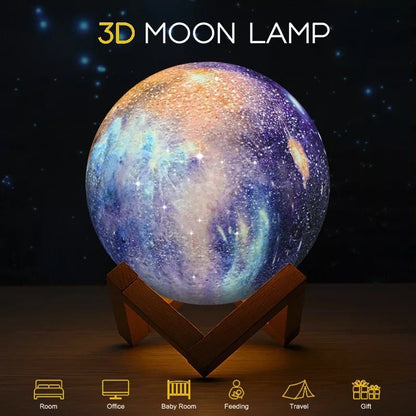 LED USB Star Galaxy Moon Lamp Stand Remote 3D Lamp