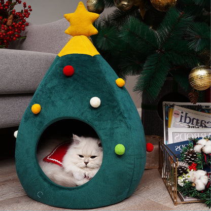 Christmas Tree Pet Bed Winter Warm Pet Nest