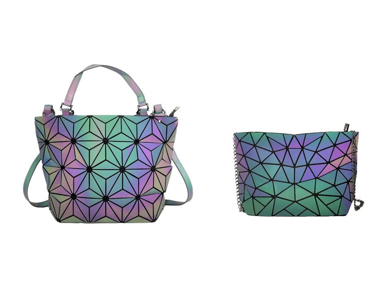 Luminous Makeup Bag Lattice Design Geometric Bag