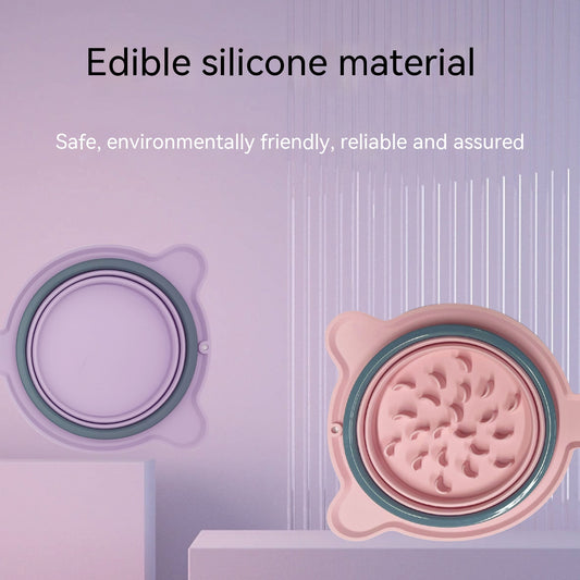 Portable Silicone Double Dog Food Bowls Foldable