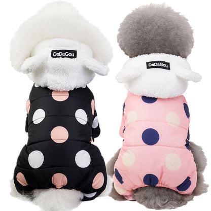 Warm big polka dot four-leg cotton coat