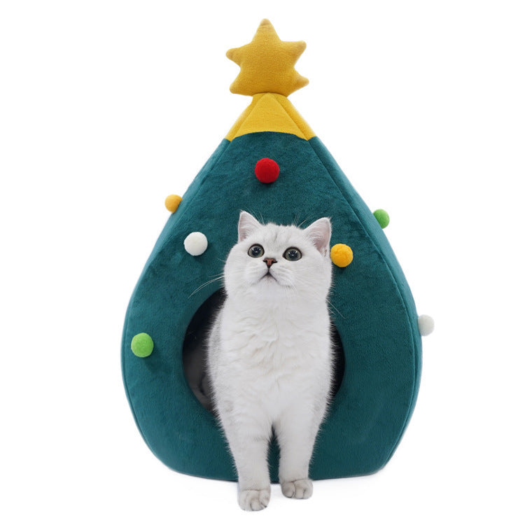 Christmas Tree Pet Bed Winter Warm Pet Nest