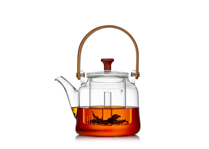 Japanese Style Glass Bamboo Handle Teapot Kettle