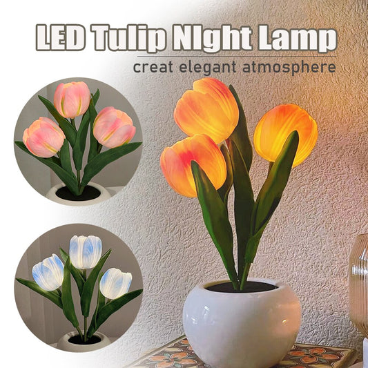 LED Tulip Night Light Simulation Flower Table Lamp Home Room