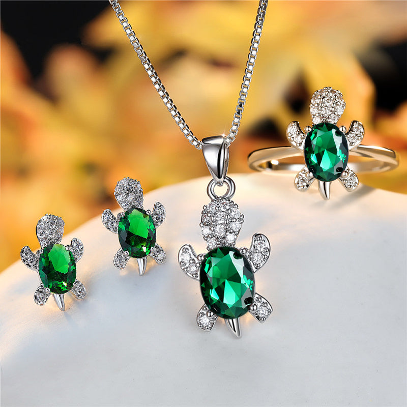 Fashion Oval Zircon Pendant Turtle Shape Necklaces