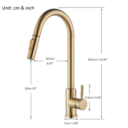 Full copper pull-out rotatable kitchen faucet