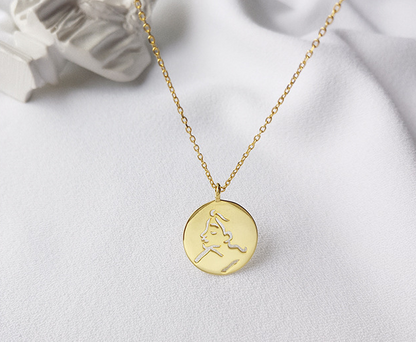 Coin necklace gold coin face design pendant clavicle chain