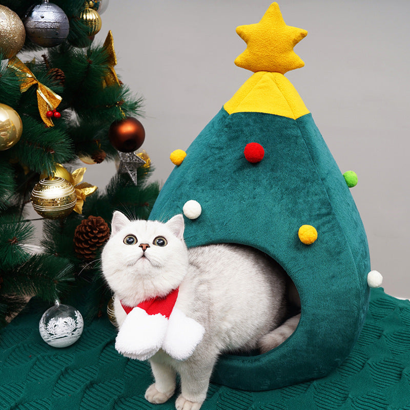 Christmas Tree Pet Bed Winter Warm Pet Nest