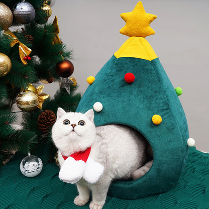 Christmas Tree Pet Bed Winter Warm Pet Nest