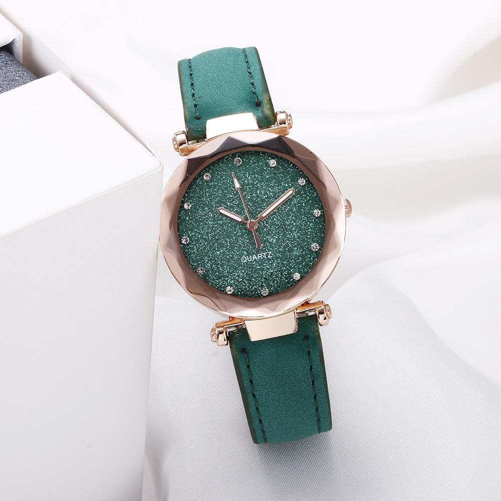 Casual Women Romantic Starry Sky Wrist Watch Leather