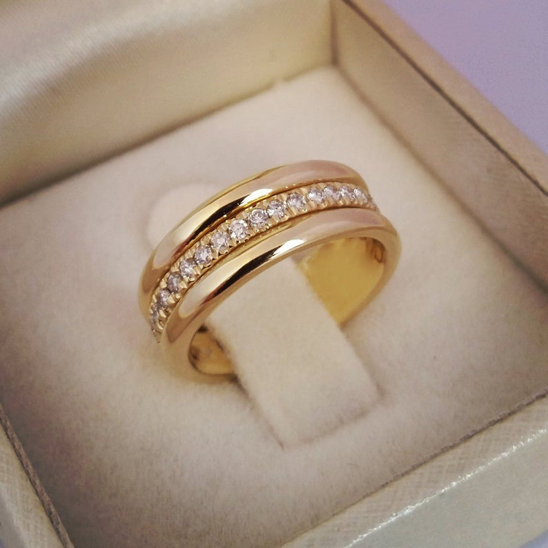 Simple Golden Sliver Rhinestones Ring Fashion