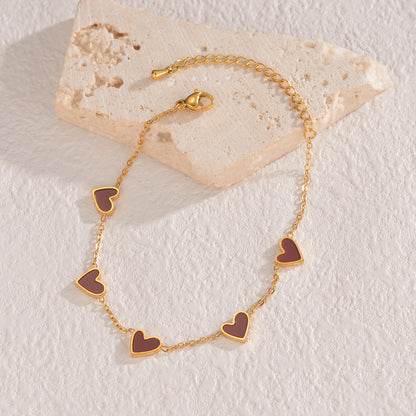 Ins Love Bracelet  Stainless Steel Dripping Heart Bracelet