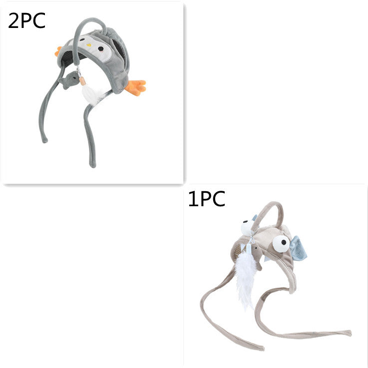 New Head Wearing Feather Funny Cat Stick