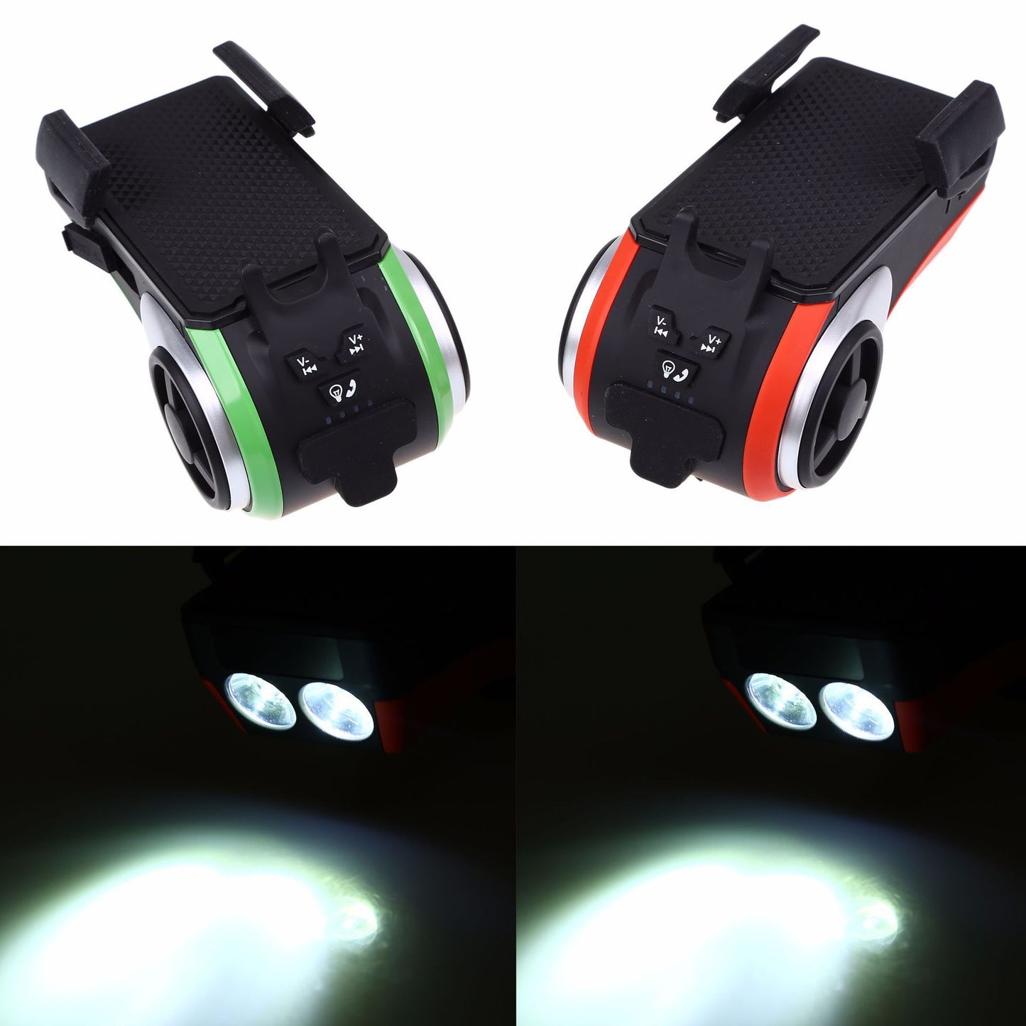 5 In 1 Double LED Bicycle Light Phone Holder