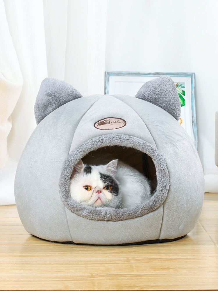 Enclosed Cat Supplies Bed For Warm Sleeping