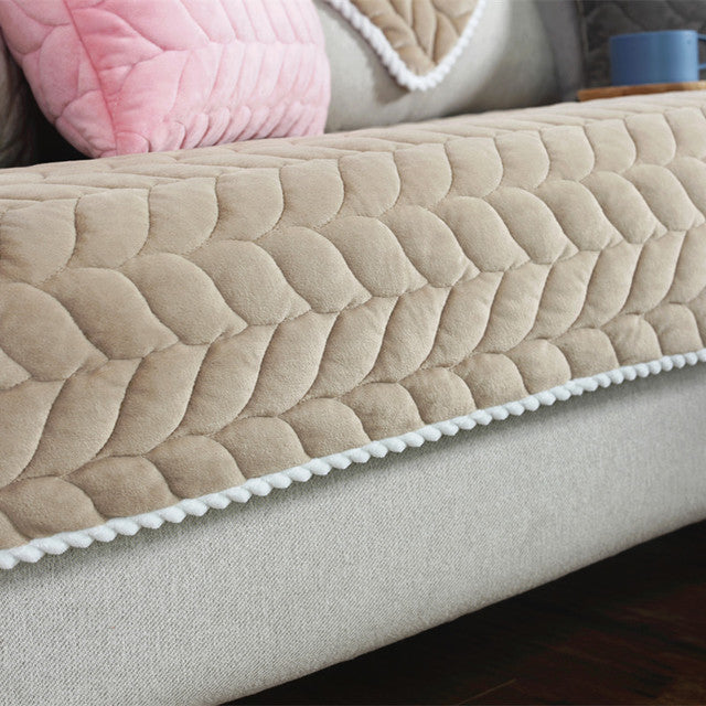 Thicken Plush Quilted Sofa Towel Universal Sectional Sofa Cover