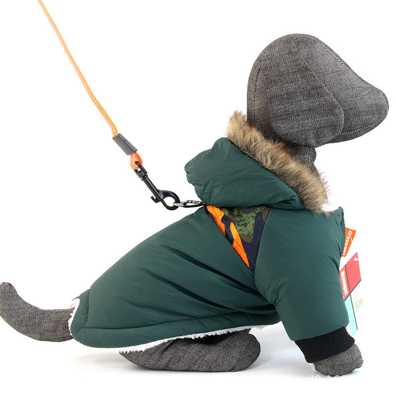 Dog Autumn And Winter Clothes Vest Hoodie Two-Legged Plush Jacket