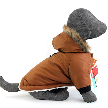 Dog Autumn And Winter Clothes Vest Hoodie Two-Legged Plush Jacket