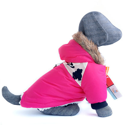 Dog Autumn And Winter Clothes Vest Hoodie Two-Legged Plush Jacket