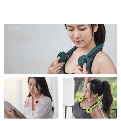 USB Portable Neck Fan Hands-Free Dual Fan 3 Gears Air Cooler