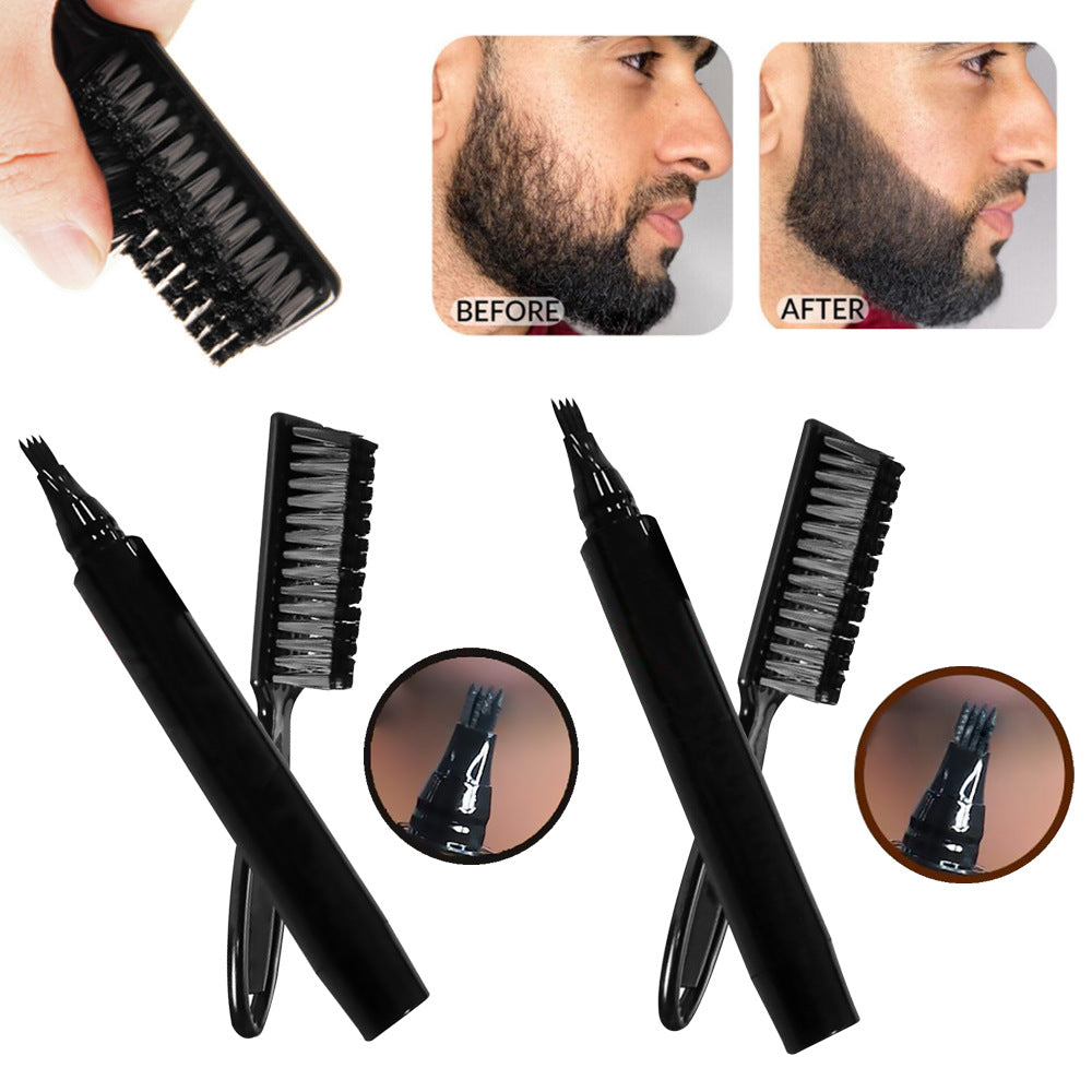 Mustache Pen With Brush  New Four-pronged Beard Pen