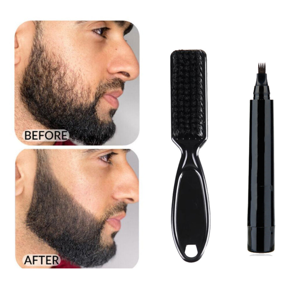 Mustache Pen With Brush  New Four-pronged Beard Pen